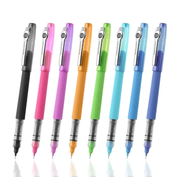 

DS Straight Liquid Rollerball Gel Pens 8 Colour Refill 0.5mm Needle Penpoint Transparent Holiday Gift Package