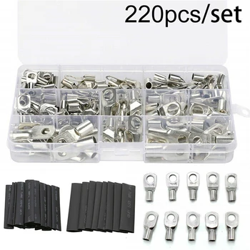

220pcs/Set Shrinkable Tube Terminal Ring Lug Connector Battery Welding Eyelet