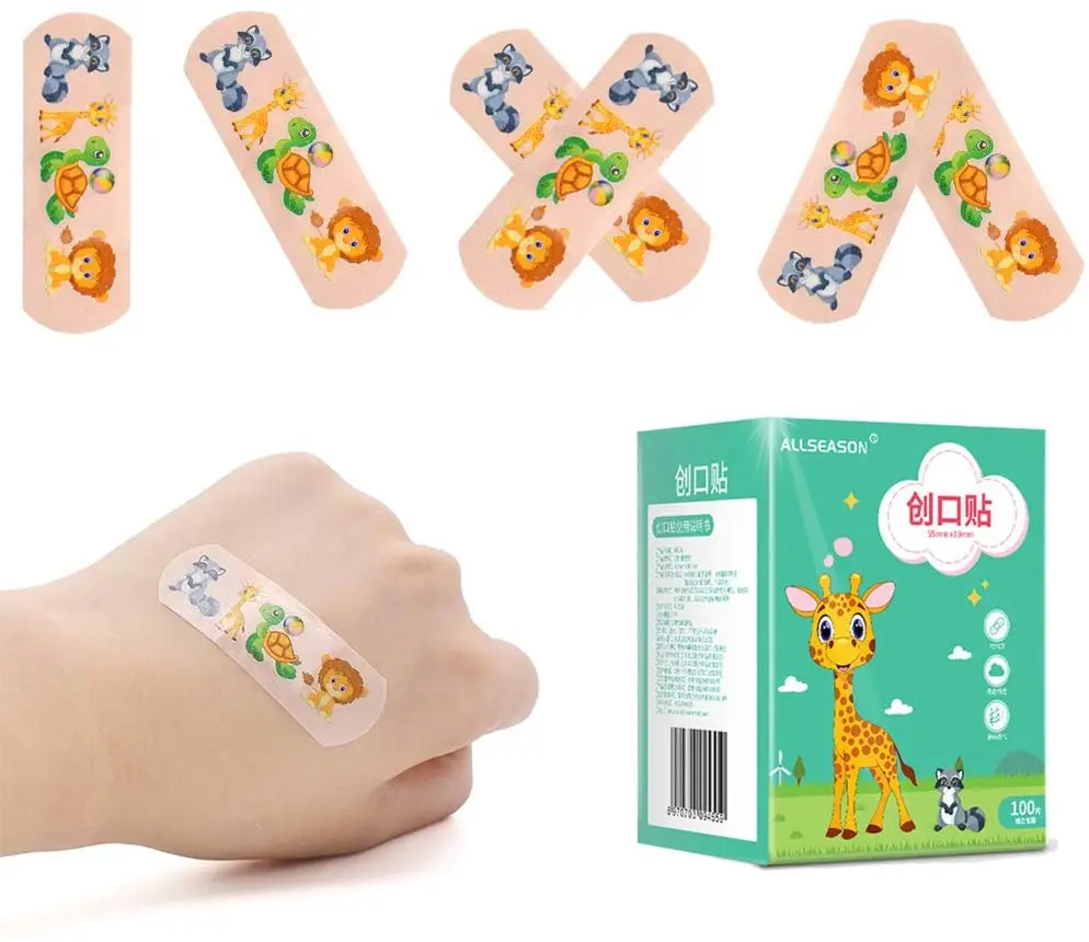 Precioso 100 Uds impermeable transpirable lindo dibujos animados tirita Hemostasis vendajes adhesivos botiquín de primeros auxilios para niños