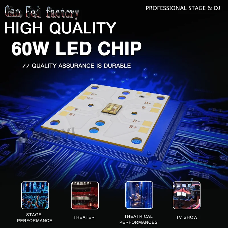 

High brightness 60W RGBW 4-IN-1 LED suitable for LED beam moving head 60W sport light