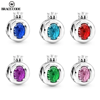

2Pcs/lot O-Case Crystal Crown Bead Pendant for Original Brand Bracelet Necklace girl Women's Jewelry Gift Making