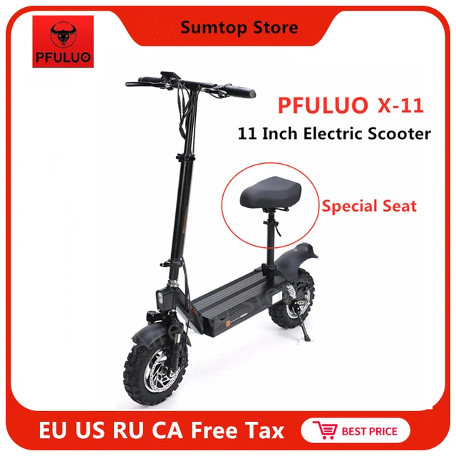 US $934.85 PFULUO X11 Smart Electric Scooter with Seat 48V 1000W Motor 11 inch 2 Wheel skateboard 50kmh Off