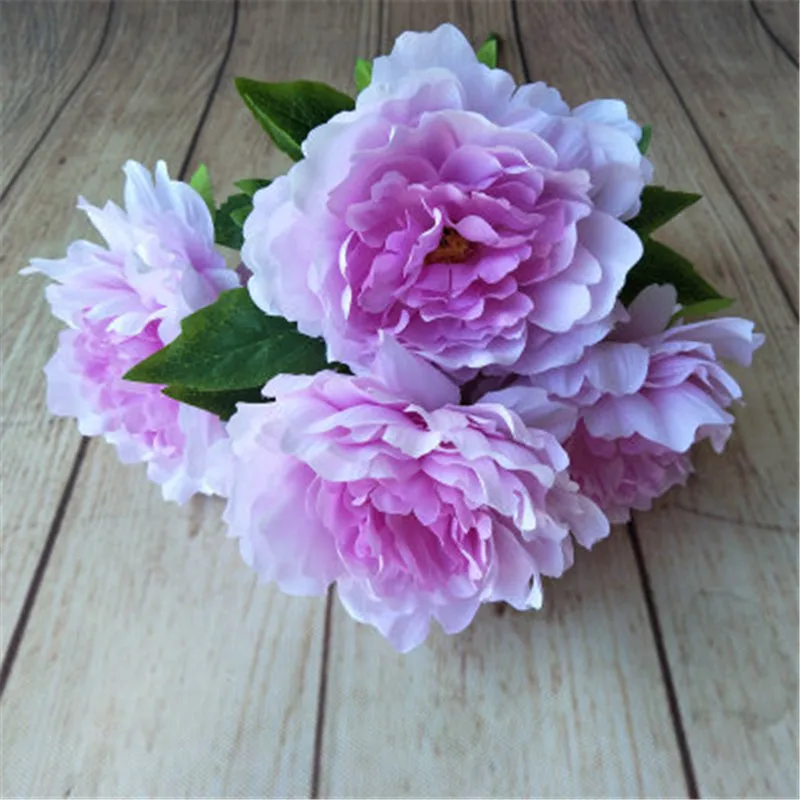 1 шт. искусственные Искусственные цветы 5 голов пион букет свадебные цветы для гостиной домашний стол украшение цветок DIY аксессуары