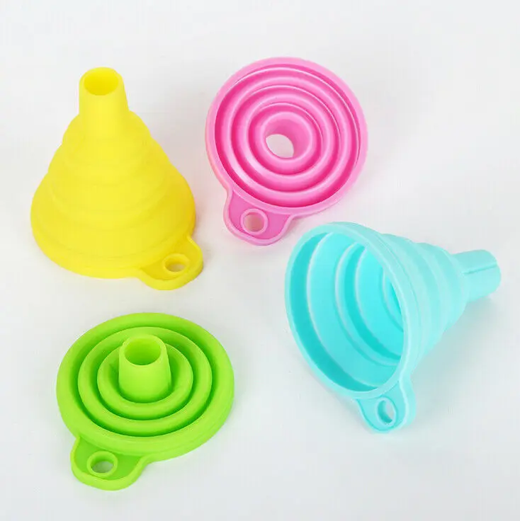 

Small Silicone Collapsible Foldable Silicon Kitchen Funnel Hopper Gel Practical