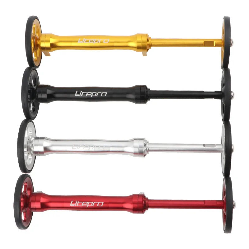 Litepro Extension Bar & Easywheel For brompton Rear Racks Block Telescopic Rod Easy Wheel 4 Colors