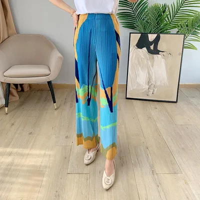 

Распродажа, модные прямые брюки Miyake со складками, свободные тонкие брюки