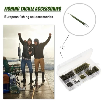 

100Pcs Anti-tangle Sleeves Safety Fishing Lead Clips Rolling Swivels Clip Snaps Hook Sleeves Set Storage Box for Fishing