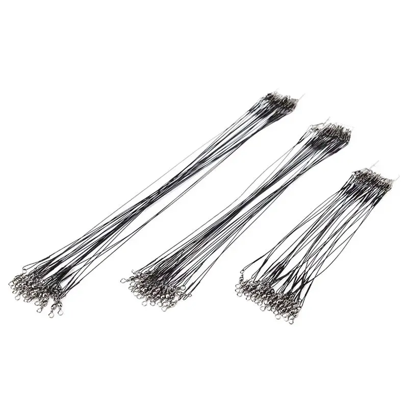 

72Pcs Anti-bite Fishing Lure Wire Trace Leader Swivel Stainless Steel Rolling Swivels for Spinning Pike Fishing 15/20/25cm