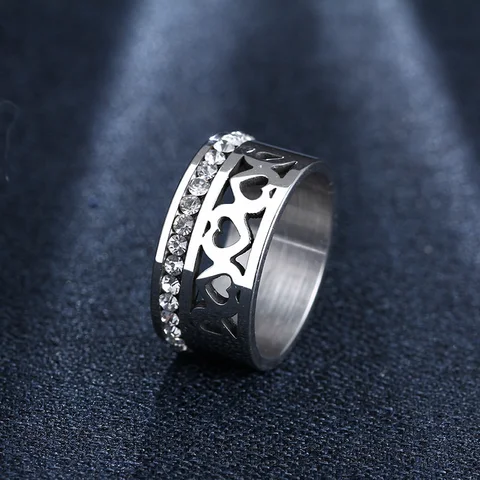 NEW Stainless Steel Ring Hollow Heart Stylish Simplicity Style Retro Rings For Women Wedding Party Exquisite Gifts Jewelry