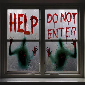 

2PCS Halloween Masquerade Party Haunted Houses Decoration Window Poster Houses Decoration Window Poster Sticker Party Backdrops
