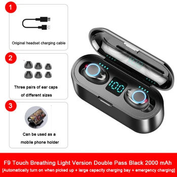 

F9 Bluetooth headset TWS 5.0 touch LED battery display true wireless headset earphone for iphone 12 8 11 for oneplus 8 T phone