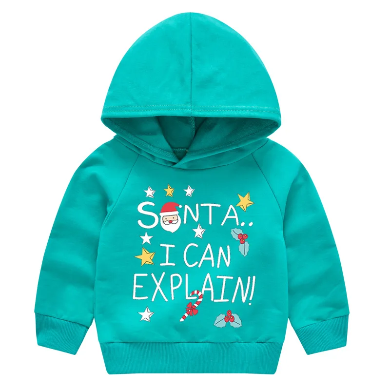 Children Winter Clothes Baby Christmas Costume Boys And Girls Cartoon Printing Hooded Sweatshirt Kids Casual Cotton Long Sleeves