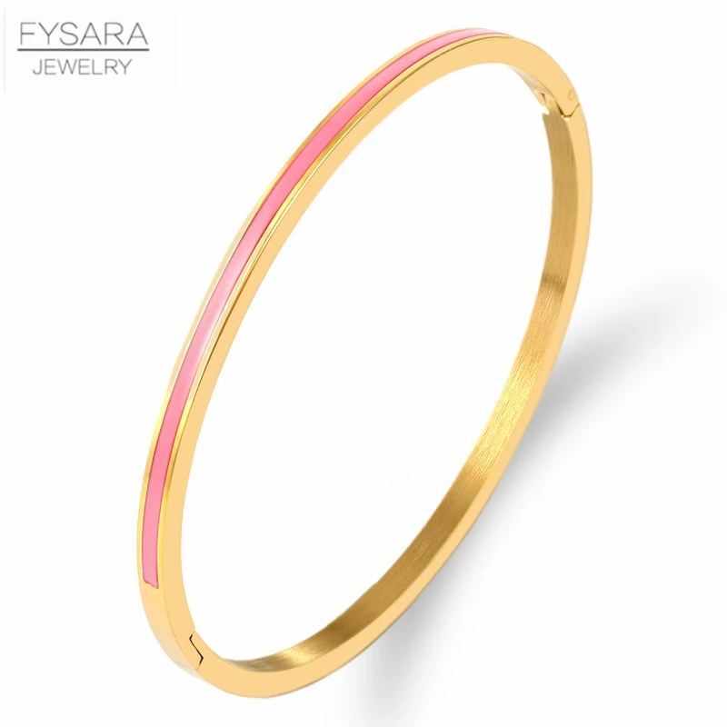 3mm Thin Colorful Orange Enamel Bangles Bracelets for Women Party Fashion Bangles Stainless Steel Jewelry 7 Color Bangle Bracelet Stainless Steel Bracelet