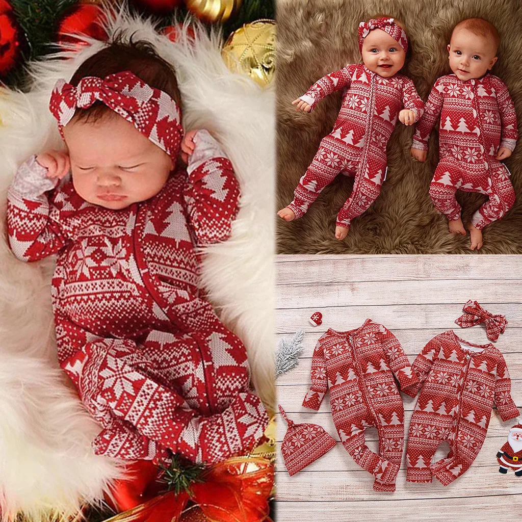 Модный Рождественский комбинезон с длинными рукавами для маленьких мальчиков и девочек; Рождественский комбинезон с рисунком; комплект одежды для малышей