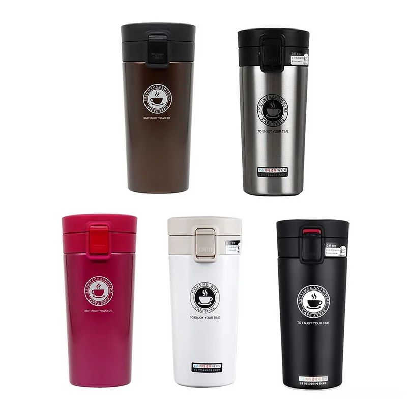 380ml Portable Travel Coffee Mug Vacuum Flask Thermo Water Bottle Car Mug Thermocup Stainless Steel Thermos Tumbler Cup