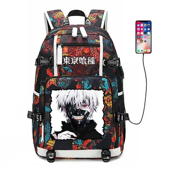 

Tokyo Ghoul Kaneki Ken Backpack USB Port Rucksack Bag Snake Pattern Teenager Student School Bags travel Shoulder Laptop Bag