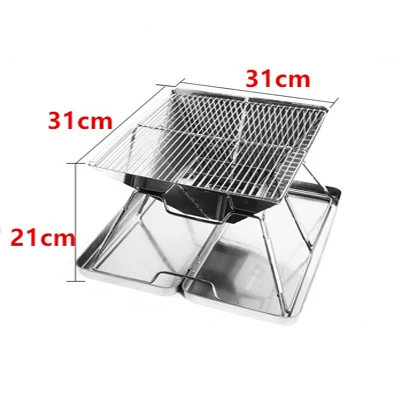 Stainless Steel Outdoor Charcoal BBQ Grill Rack Folding BBQ Barbecue Accessories Portable Home Kitchen Camping Cooking Tools - Цвет: S
