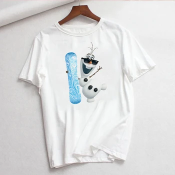 

Happy Olaf Printed T Shirt Women Cartoon Movie Frozen 2 Female T-shirt Short Sleeve Cute Harajuku Tshirt Women Clothes