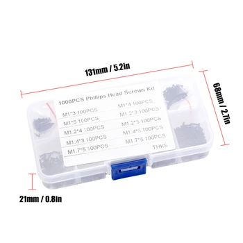 

New 1000pcs Mix PA Round Self-tapping Electronic Small Wood Screws Kit Phillips-head Micro Screws Setwith Storage Box