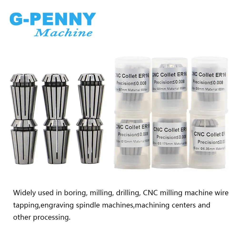 G-Penny 1 шт. ER16 пружинный цанговый патрон Высокая точность 0,008 мм 1,2, 3,4, 5,6, 7,8, 9,10, 1/4, 1/8 фрезерный токарный станок с ЧПУ мотор шпинделя