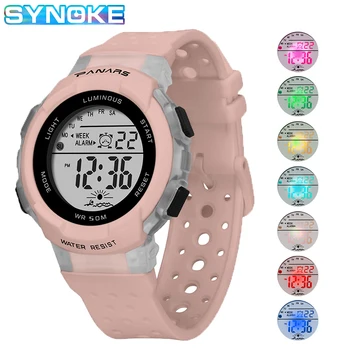

SYNOKE Band Watches For Kids Girls 50M Waterproof Digital Electronic Watch Kid Student Sport Style Colorful luminous Clock Hours