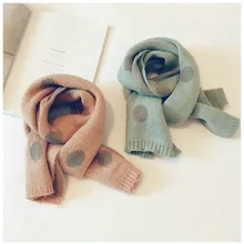 25*128 см, милый плотный вязаный шерстяной шарф в горошек для девочек 1-8 лет, теплый осенне-зимний шарф