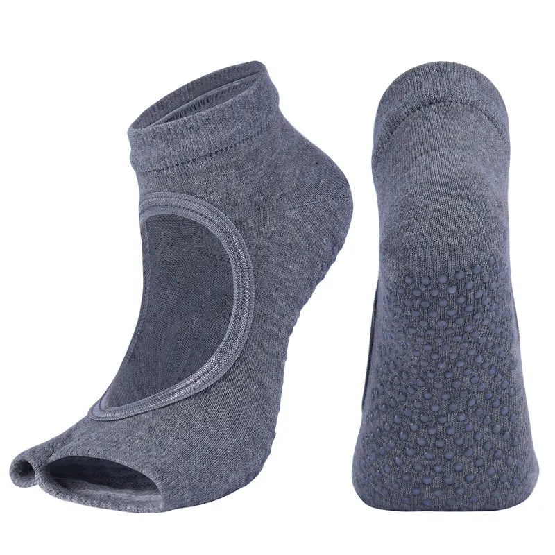 Новые женские Йога без спинки пять носок противоскользящие лодыжки сцепление носки точки Пилатес фитнес спортзал носки женские спортивные носки - Цвет: gray