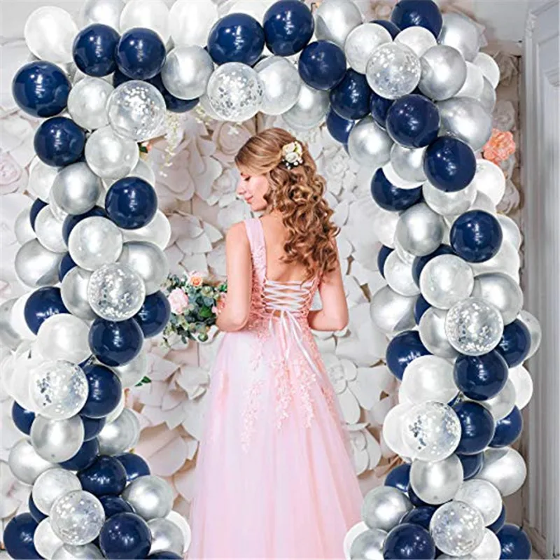 123pcs DLY Balloon Arch Garland Kit Navy Blue White Latex Balloons Party Decoration For Wedding Birthday Baby Shower Christmas