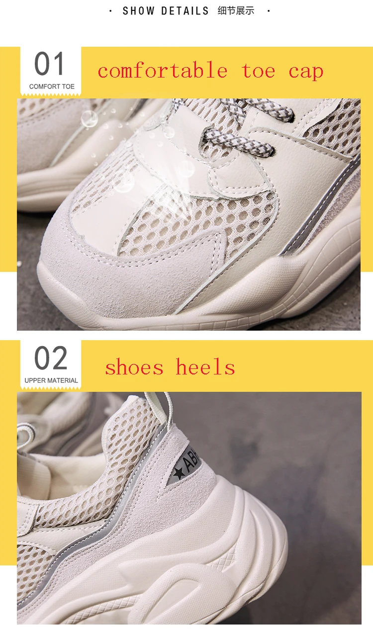 Mujer Spring New Breathable Women's Platform Chunky Sneakers Tenis Plataforma Hollow Lace-Up Flat Thick Sole Shoes