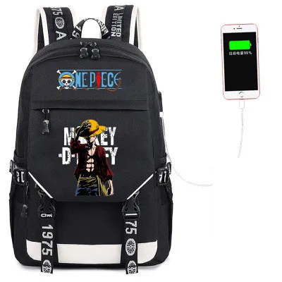 Style 13 Один Кусок Луффи Чоппер череп Law USB порт рюкзак для мальчиков и девочек для мужчин и женщин Сумка дорожная школьная сумка для подростков ноутбук Книга сумка Mochila - Цвет: Style 13