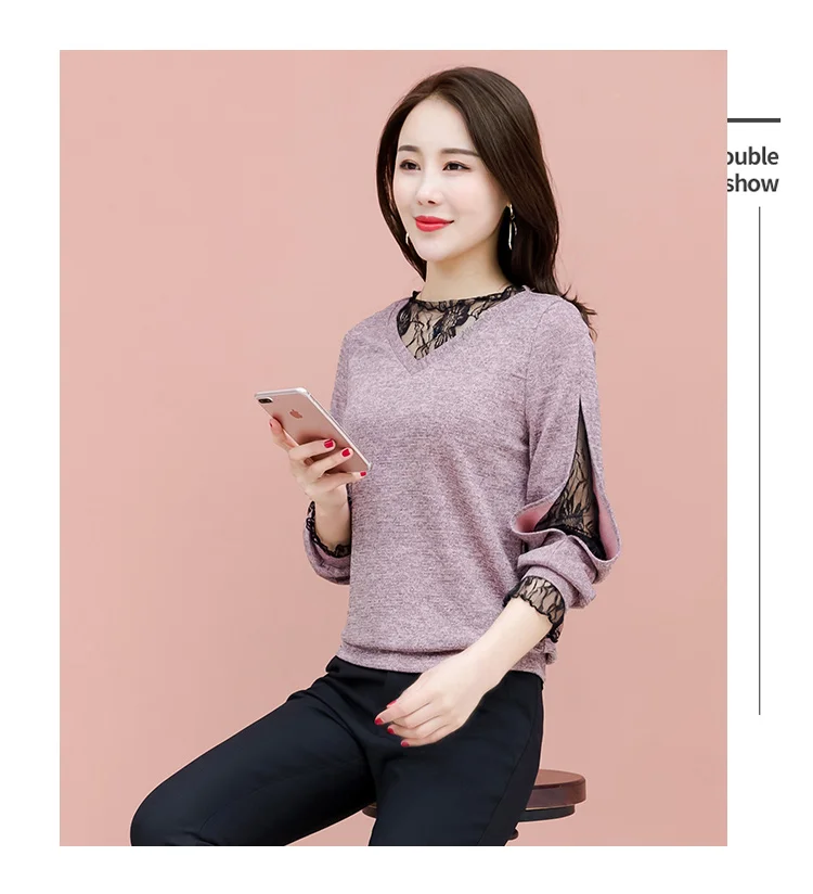 Blusas mujer de moda женские рубашки Женская мода новая весенняя рубашка с длинным рукавом Повседневная кружевная женская блузка 7890 50