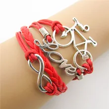 Дропшиппинг милый велосипед браслет с фигуркой велосипеда кожаный шарик шарм браслет для мужчин и женщин