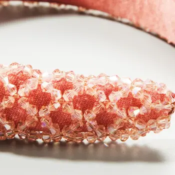 

Women Sponge Padded Headband Rhombus Faux Crystal Beads Jewelry Wide Hair Hoop