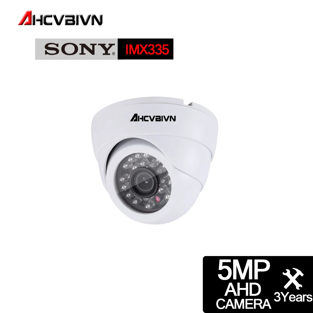 

AHCVBIVN 5MP AHD Mini Dome IR CCTV Camera Support IR-CUT Night Vision 24pcs Infrared Lamps CCD for Home Security Remote Viewing