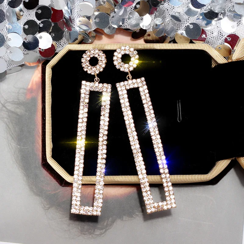 Блестящая сторона Новая мода бренд ювелирные изделия пирсинг шпильки геометрической формы серьги для женщин эффектный подарок кристалл серьги