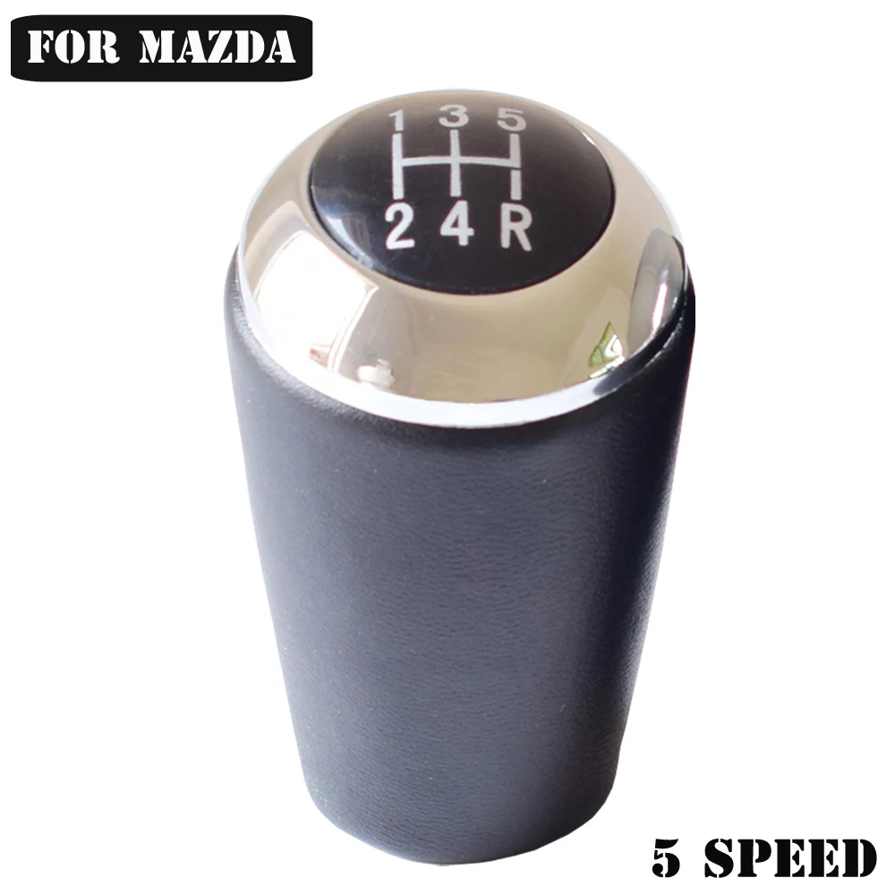5 Speed 5 6 скоростей хромированная новая ручка переключения передач для Mazda 3 5 6 для Mazda 3 BK BL CW 6 5 3 серия CX-7 MX-5 стайлинга автомобилей из искусственной кожи - Название цвета: 5 Speed