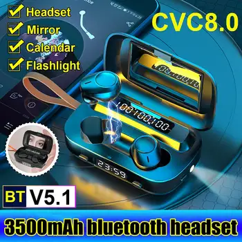 

TWS Bluetooth 5.1 Earphones 3500mAh Charging Box True Wireless Stereo In-Ear Sports Waterproof Earbuds Headset Multifunction