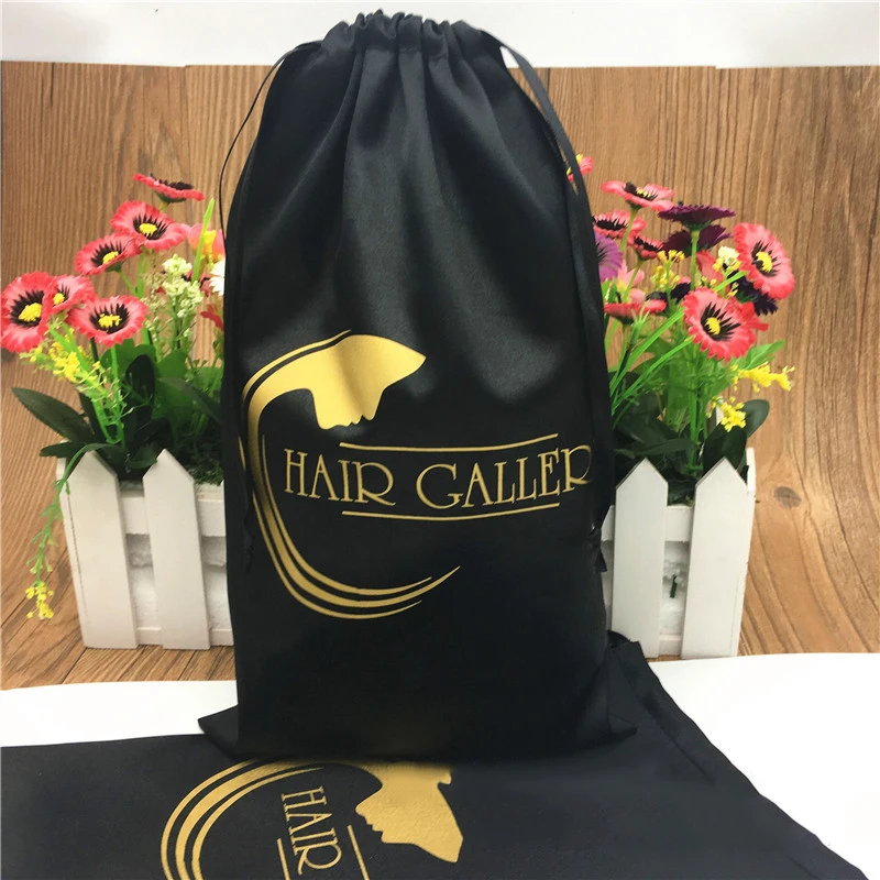 20PCS Luxus Haar Verlängerung Perücken Verpackung Taschen Individuelles Logo Kordelzug Geschenk Tasche 13x1 8/15x2 0/18x3 0/30x40cm Silk Lagerung Tasche – Detail 1