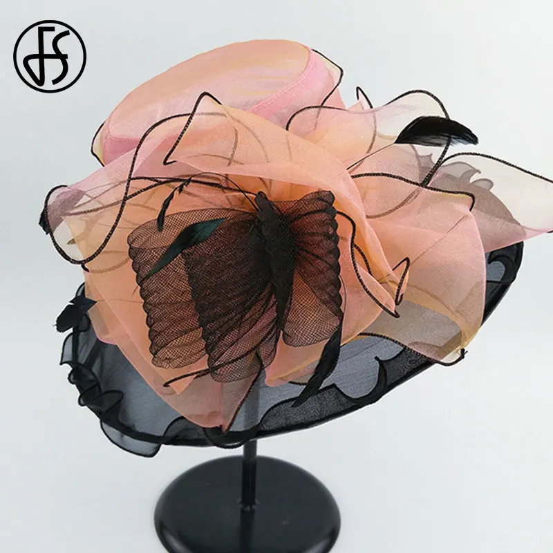 Женская шляпка с широкими полями FS для церкви и торжевечерние случаев большими
