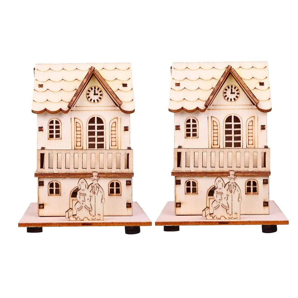 2 шт., светящаяся подвеска в каюте, Рождественский деревянный светодиодный дом с лампами, орнаменты свадебное украшение, Рождественский adornos navide os 30N14