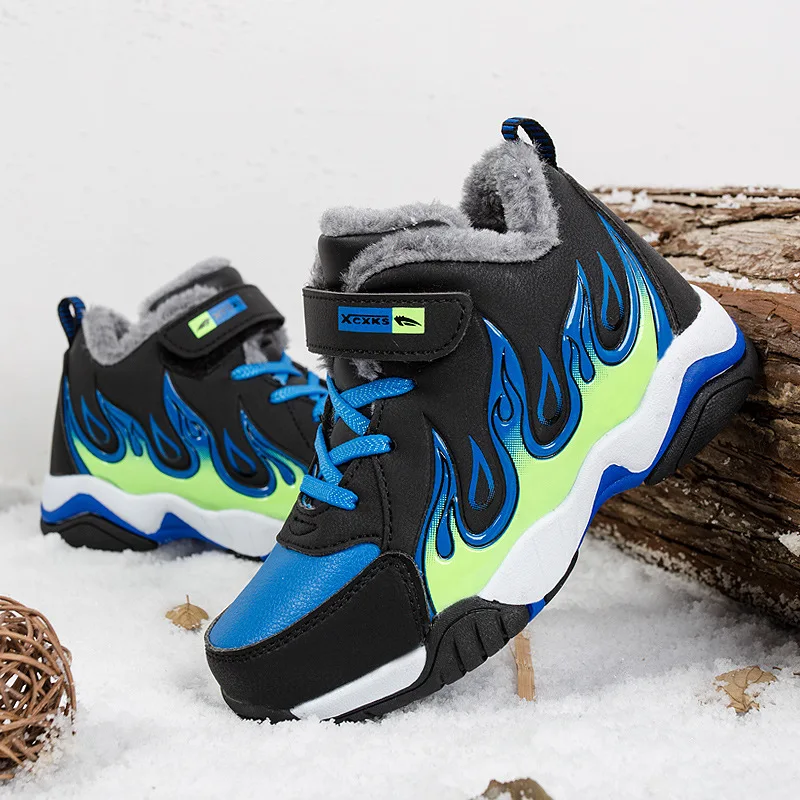 

Autumn And Winter New Style Brushed And Thick Children Cotton-padded Shoes Basketball Shoes Students Outdoor Anti-slip Sports Ru