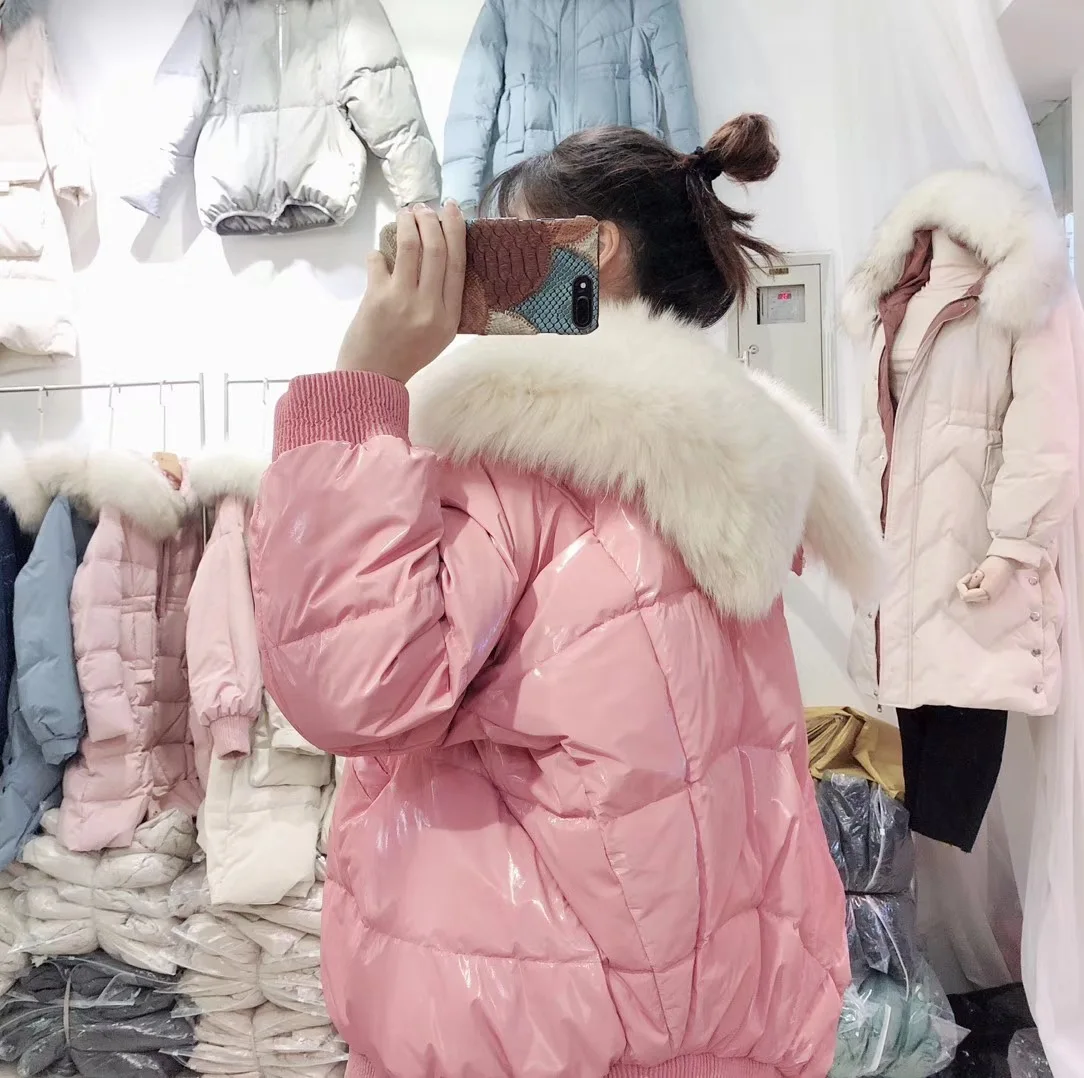Южная Корея Dongdaemun Зимний стиль пуховик женский лисий мех Da Mao ling liang свободный и большой размер короткий Co