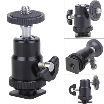 

1/4 Dual Nuts Adapter Ball Head with Lock Tripod Mount Cameras LED Light Flash Bracket Mini Ball Head Flash Bracket Holder Mount