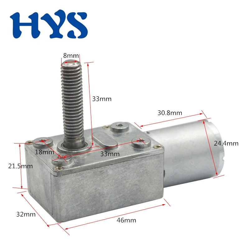 

HYS Motor DC 6V 12V 24V Mini Gear Motors Shaft Thread Screw M8 Length 33mm Reducer Worn Electronic DC 12 Volt JGY370