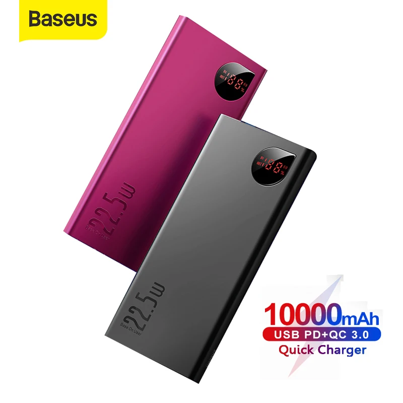 Baseus 10000mah Power Bank 22.5W Fast Charging PD QC 4.0 3.0 Type C Powerbank External Battery Charge Portable Charger For Phone