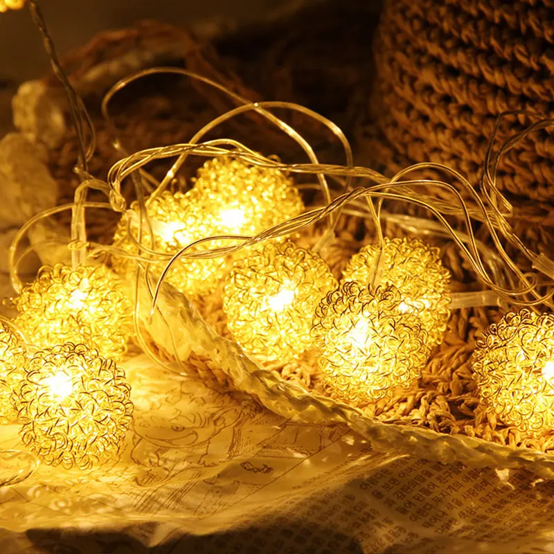 

YINUO LIGHT 1.5/2.5/5M Metal Ball LED String Light Garland Fairy Lights Battery For Christmas Holiday Wedding Home Decoration