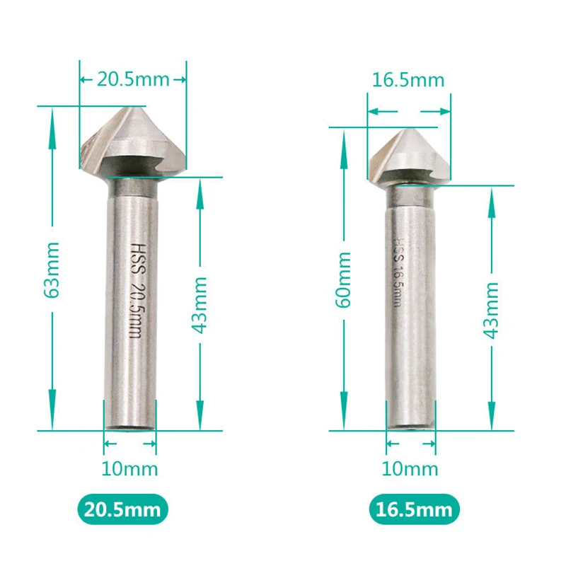 6pcs Multifunctional Milling Cutter 90 Degree Round Shank Three Flutes Chamfering Bit Household Tools Suitable For Wood Panel |