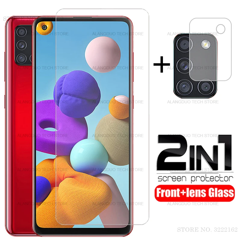 Закаленное стекло 2 в 1 для Samsung Galaxy A21S A21 A51 A71 защитный экран A20 A30 A20E A20S защитное |