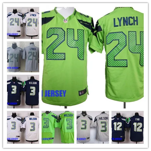 Seattle s, Russell Wilson, Marshawn Lynch, Tyler Lockett, Jermaine Kearse, FAN 12.for youth, kids Jersey