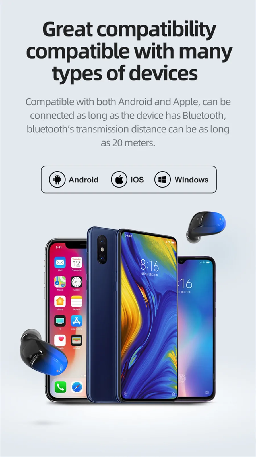 VIKEFON, Bluetooth 5,0, наушники, стерео, спортивные, беспроводные, гарнитура, мини, TWS, наушники, IPX5, водонепроницаемые, для ушей, телефона, 2000 мА/ч, мощность
